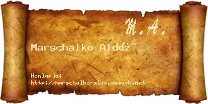 Marschalko Aldó névjegykártya
